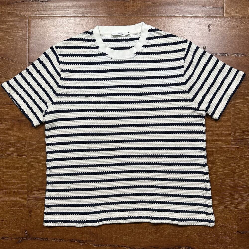 Mr P Mr Porter T Shirt Mens S Stripe Knit Crew Neck Cotton Portugal Made Retro